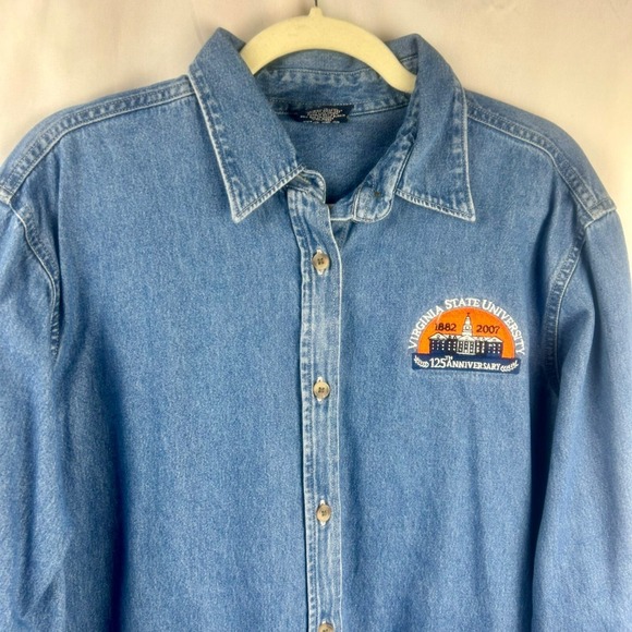 Virginia State University VSU Denim Shirt Women‎ XL Blue Button Down 125th Patch - Picture 3 of 7